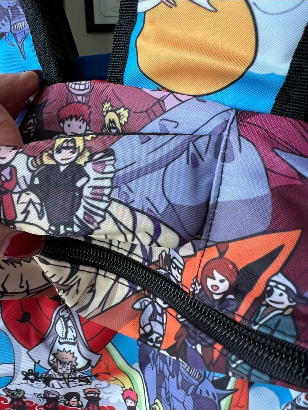 Colorful NEW Graphic Print Backpack - Blue/Red